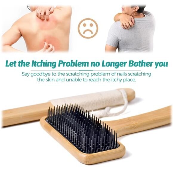 22'' Oversized Bamboo Body Scratcher with Curved Handle and Soft Wide‎ Head - Picture 2 of 8